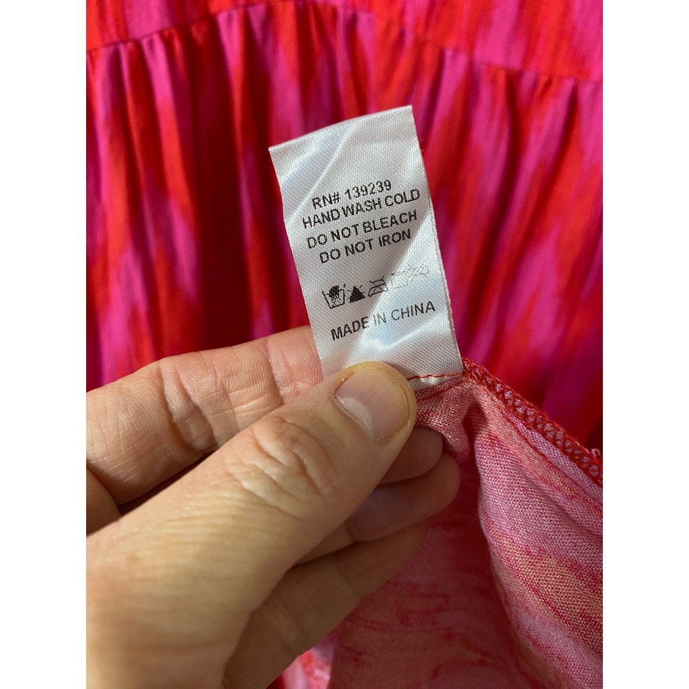 Tuckernuck Pomander Place Kenzo Dress‎ LARGE Pink Red Ikat Tiered Preppy Shift - Picture 5 of 5